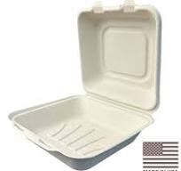 6x6" Compostable Fiber Burger Box Clamshells | GSP-MCS-6X6