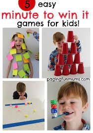 5 Easy Minute To Win It Games For Kids Family Games Family Fun Night Games For Kids