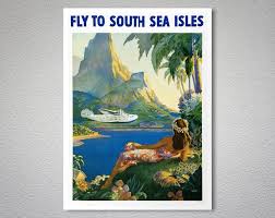 Fly To South Sea Isles Vintage Travel Christmas Gift Poster Canvas Prin In 2020 Canvas Art Prints Canvas Print Display Canvas Prints