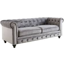 Not available for pickup and same day delivery. Chesterfield Grey Velvet Tufted Sofa 79 At Home