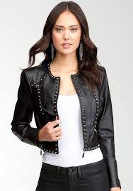 Bebe Aria Studded Leather Jacket View All Studded Leather Jacket Black Studded Leather Jacket Fashion