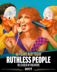 Ruthless People Turns 40 Released in 1986, Ruthless People turns 40 years  old today. Starring Danny DeVito, Bette Midler, Judge Reinhold, and Helen  Slater, the dark comedy follows a wealthy businessman whose