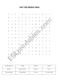 Lyrics to music man, the broadway musical. English Worksheets I Am The Music Man Word Puzzle