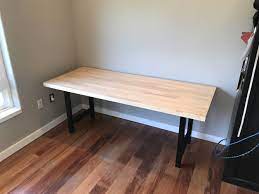 I suppose i could add a couple pipe legs? Butcher Block Office Desk With Steel Legs Woodworking