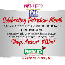 Challenge them to a trivia party! Persad S D Food King Celebrate Patriotism Month Win Grocery Hampers And 103 1fm Face Masks While You Shop This Saturday 4th September Let S See True Patriotism Answer Trivia Questions About Your