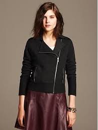 Faux Leather Trim Moto Sweater Jacket Banana Republic Sweater Knit Jacket Asymmetric Jacket Sweater Jacket
