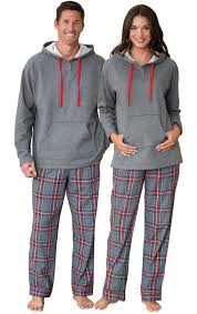 Gray Plaid Hooded His Hers Matching Pajamas In His Hers Matching Couples Pajamas Matching Family Pajamas Couple Pajamas Matching Couple Pajamas Matching Pajamas