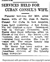 Mrs Alicia “Alice” Acosta Saenz (1881-1918)