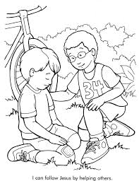 This helps to develop the hand and eye coordination in kids. I Can Follow Jesus By Helping Others Coloring Page Sunday School Coloring Pages Bible Coloring Pages Bible Coloring Sheets