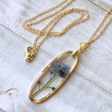 Forget Me Not Resin Necklace Gold Frame Gold Resin Pendant Necklace Terrarium Necklace Botanical Jew Resin Jewelry Resin Jewelry Diy Resin Pendant Necklace