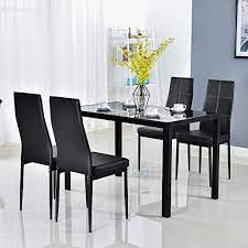 Filter by style, size, and many features. Amazon Com Bonnlo 5 Pieces Dining Set Black Dining Table And Chairs Set For 4 Persons Kitchen Room Glass Table With 4 Chairs Table Chair Sets