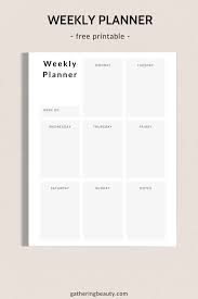 Download pdf weekly planners in a4, a3 or a2 size format. Free Printable Minimalist Weekly Planner Gathering Beauty