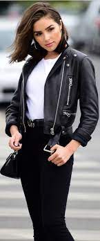 Who Made Olivia Culpo S Gold Belt And Black Leather Jacket Jaket Kulit Hitam Model Pakaian Pakaian Berkelas