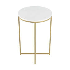 Walker Edison Furniture Company Modern Glam Square Side Table Faux White Marble Gold Hdf16alstmgd The Home Depot In 2020 Side Table Walker Edison Furniture Company Square Side Table