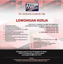 Gudang garam tbk bojonegoro sedang membuka lowongan kerja dengan posisi sebagai dokter dan perawat. Lowongan Kerja Gudang Garam