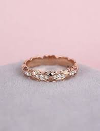 Unique Diamond Ring Rose Gold Wedding Ring Flower Antique Etsy Unique Diamond Rings Wedding Rings Rose Gold Gold Wedding Rings