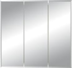 Lighted medicine cabinets with outlet. Jensen Horizon 30 W X 28 1 4 H Frameless Recessed Tri View Medicine Cabinet At Menards