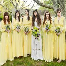 Cheap Yellow Country Long Sleeve Simple Chiffon Floor Length Wedding Party Popular Bridesmaid Dress Db1025 Bridesmaid Dress Pinterest