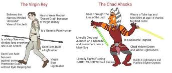Also Virgin Disney Era Vs Chad Lucas Era Virgin Vs Chad In 2021 Funny Star Wars Memes Star Wars Memes Ahsoka