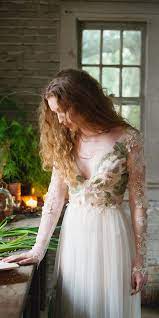 Primavera Gown Embroidered Wedding Dress Boho Wedding Dress Colored Wedding Dresses