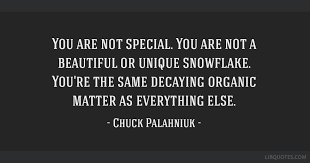 Discover and share snowflake quotes. You Are Not Special You Are Not A Beautiful Or Unique Snowflake You Re The Same
