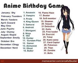Anime Birthday Game Anime Zodiac Birthday Games Birthday Scenario