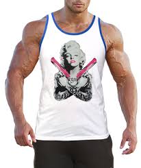 Men's Marilyn Monroe Pink Guns White Tank Top BL Tattoo Weed Hollywood  Gangster | eBay