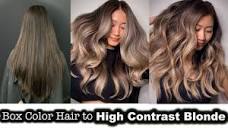 BOX COLOR HAIR to HIGH CONTRAST BLONDE - YouTube