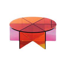 Generally the rule is that your coffee table should be the same height as your couch's seat (give or take one to two inches, but not any lower). Contemporary Acrylic Colorful Round Coffee Table Chairish