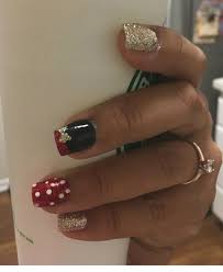 Red Black And Gold Acrylic Nails Disney Nails Red Gold Glitter Black Black Gold Nails Gold Nail Designs Red Nails