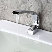 Modern single hole bathroom sink faucets: Luxury Modern Single Hole 1 Handle C Shaped Curved Spout Bathroom Sink Faucet With Pop Up Drain In Polished Chrome Glossy White Matte Black Brushed Nickel Brushed Gold Cupc Certificated Modern