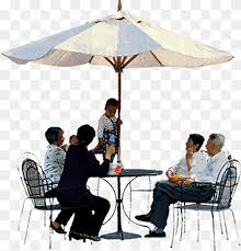 If your patio doesn't have an awning or sunshade, incorporating a gazebo, canopy or pergola into your design is an easy way to provide extra shade for the table and surrounding seats. Three Men Under Beige And Gray Patio Table Table Chair Umbrella Furniture Outdoor Dining Table Plate Dining Outdoors Png Pngwing