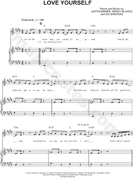 Justin Bieber Love Yourself Sheet Music In E Major Transposable Download Print Sheet Music Music Download Music