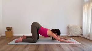 Calming yoga flow on mat