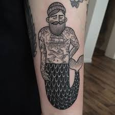 A Tattooed Merman Tattoo By Susanne Konig Ig Suflanda Dotwork Finelined Illustrative Merman Suflanda Hipster Tattoo Tattoos Traditional Tattoo