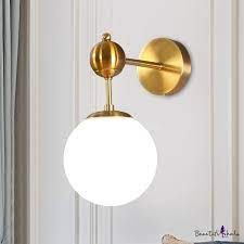 Ball Sconce Lighting Fixture Modern Opal Glass 1 Bulb Brass Wall Mounted Lamp With Adjustable Node Modern Light Fixtures Wall Mounted Lamps Sconce Light Fixtures