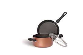 Meyer Aluminium Non Stick 2 8 L Casserole Biryani Pot With Flat Tawa Set Of 3 Pieces Gas And Electric Aluminium Copper Color