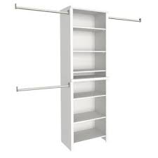 If a closet organizer feels like too big a step towards tidy living, start by organizing your home and decluttering your stuff with smaller products. Simplyneu 14 In D X 25 375 In W X 84 In H White Shoe Storage Tower Wood Closet System Kit Snt4 Wh The Home D Wood Closet Systems Closet Kits Closet System