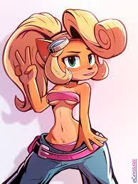 174148 - safe, artist:crossxvii, coco bandicoot (crash bandicoot),  bandicoot, mammal, marsupial, anthro, crash bandicoot (series), artist  name, belly button, belt, blonde hair, bottomwear, breasts, cleavage,  clothes, clothing pull, countershade torso ...