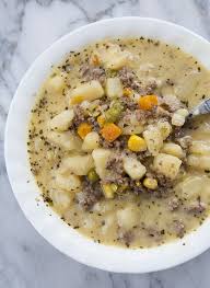 Creamy Potato And Hamburger Soup This Hamburger Soup Is The Perfect Way To Warm Up This Wint Beef Soup Recipes Hamburger Soup Hamburger And Potatoes