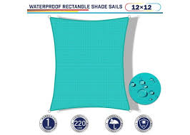 The cover is made of 300d oxford fabric. Turquoise Green Waterproof 12ft X 12ft Curved Edge Rectangle 220gsm Polyester Sun Shade Sail Canopy Windscreen4less