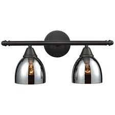 10271 2 Elk Lighting Reflections 2 Light Vanity Lamp In Oil Rubbed Bronze With Chrome Plated Glass