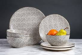 Thyme Table Dinnerware Black And White Dot Stoneware 12 Piece Set Walmart Com In 2020 Dinnerware Sets Walmart Black Dinnerware Walmart Finds