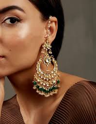 T.w.) in 14k white gold. Gold Finish Chandbali Earrings By Firdaus By Akshita Available At Ogaan Online Shop