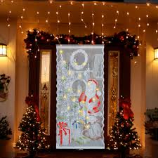 Christmas Led Light Up Lace Window Curtains Door Cloth Xmas Party Decor 40x84 Sale Banggood Com