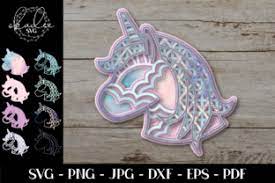 Download 3d Unicorn Mandala Layered Unicorn Graphic By Okadee Svg Creative Fabrica