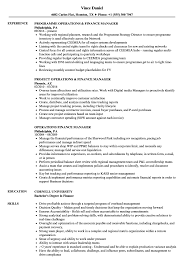 Wrote the bible on financial systems management. Operations Finance Manager Resume Samples Velvet Jobs