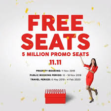 Airasia has announced big sale for four days till march 17. Airasia 11 11 Free Seats 11 November 2018 18 November 2018