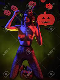 Nude Woman Witch With Halloween Hat And Pumpkin. Erotic Lady Fashion  Concept. Happy Halloween Sexy Witchs With Big Sexy Ass. Sexy Girl Have Best  Ideas For Halloween. Stock Photo, Picture and Royalty