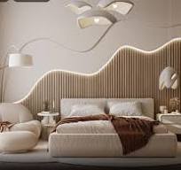 Curved Wood Fluted Ribbed Wall Panels With Upper Curved Design Panels & Bed  Frames - Any Size! Custom - DWU55 - 5 ft W x 8 ft H